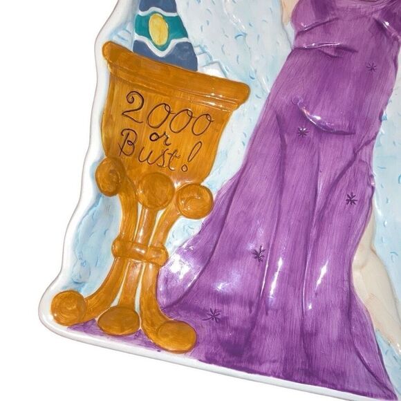 Vtg Y2K 2000 Boston Warehouse Limited Edition Happy New Year Chip Dip Platter - Picture 4 of 6